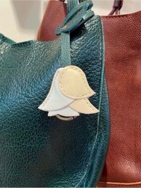 Portland Leather Rose Tassel in Dragon Bone and Pearl Bag Charm - NEW